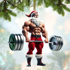 Maxcorners Custom Name Gym Work Out Santa Ornament, Gymnastics Christmas Gift9 2D Flat LM2111