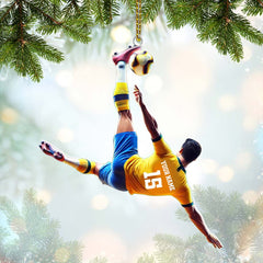 Maxcorners Custom Name and Number Soccer Ornament, Soccer Christmas Gift 2D Flat LM2211