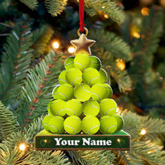 Maxcorners Tennis Ball Tree Christmas Ornament, Personalized Ornament4 2D Flat LM2211