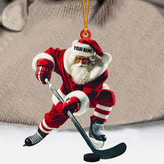 Maxcorners Hockey Santa Pose Christmas Ornament, Personalized Ornament 2D Flat LM2211