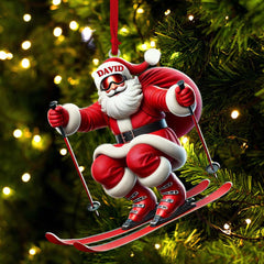 Maxcorners Santa Skiing Christmas Ornament, Personalized Ornaments 2D Flat LM2211