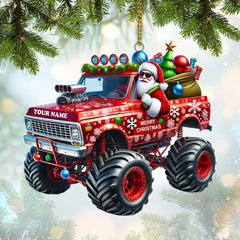 Maxcorners Custom Name Santa Truck Ornament, Santa Christmas Gift Decoration3 2D Flat LM2111