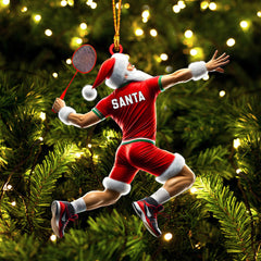 Maxcorners Santa Badminton Christmas Ornament, Personalized Ornament 2D Flat LM2211