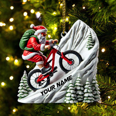Maxcorners Custom Name Santa Mountain Bike Ornament, Santa Christmas Gift5 2D Flat LM2111