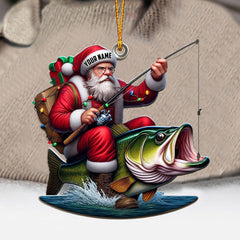 Maxcorners Fishing Santa Christmas Ornament, Personalized Ornament 2D Flat LM2211