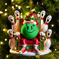 Maxcorners Custom Name Bowling Christmas Ornament, Bowling Lover Christmas Gift 2D Flat LM2111