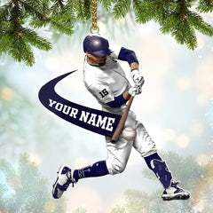 Maxcorners Custom Name Baseball Ornament, Christmas Gift for Baseball Lover 2D Flat LM2111
