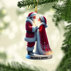 Maxcorners Santa Couple Christmas Ornament, Personalized Ornament 2D Flat LM2211