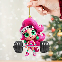 Maxcorners Chibi Girl Weightlifting Christmas Home Decor Christmas Ornament, Personalized Ornament 2D Flat LM2211