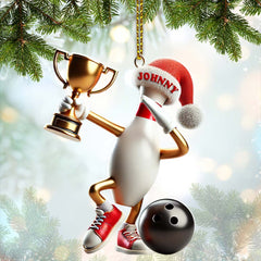 Maxcorners Custom Name Bowling Christmas Ornament, Bowling Christmas Gift 2D Flat LM2111
