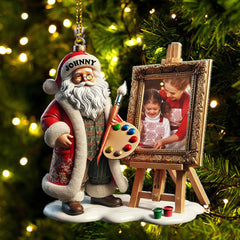 Maxcorners Custom Name and Photo Santa Ornament, Christmas Gift for Family 2D Flat LM2111