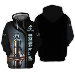 Maxcorners 3D Full Print Scuba Mark With Dive Tank T-Shirts Personalized Name Gift For Diver Lovers LM2111
