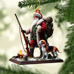 Maxcorners Santa And Dog Christmas Ornament, Personalized Ornament 2D Flat LM2211