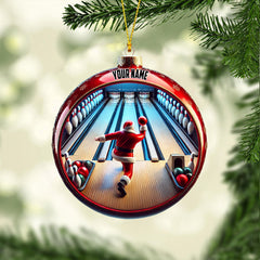 Maxcorners Bowling Santa Decor Christmas Ornament, Personalized Ornament 2D Flat LM2211