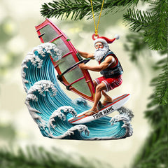 Maxcorners Surfing Santa Christmas Ornament, Personalized Ornament 2D Flat LM2211