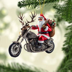 Maxcorners Moto Santa Home Decor Christmas Ornament, Personalized Ornament 2D Flat LM2211