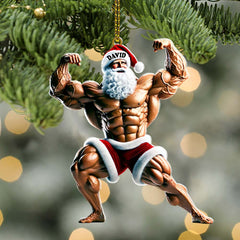 Maxcorners Santa Bodybuilder Christmas Ornament, Personalized Ornament 2D Flat LM2211