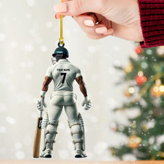 Maxcorners Cricket Ball Player Christmas Ornament, Personalized Ornaments 2D Flat LM2211