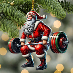 Maxcorners Custom Name Gym Work Out Santa Ornament, Gymnastics Christmas Gift8 2D Flat LM2211