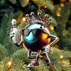 Maxcorners Custom Name Bowling Christmas Ornament, Bowling Lover Christmas Gift4 2D Flat LM2111