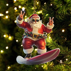 Maxcorners Custom Name Santa Surfing Ornament, Santa Christmas Gift5 2D Flat LM2111