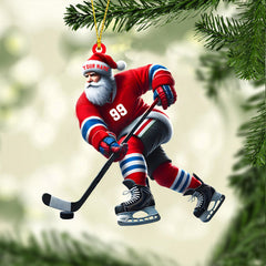 Maxcorners Santa Hockey Christmas Ornament, Personalized Ornament 2D Flat LM2211