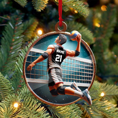 Maxcorners Custom Name and Number Handball Ornament, Christmas Gift for Handball Lover7 2D Flat LM2211
