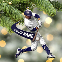Maxcorners Custom Name Baseball Ornament, Christmas Gift for Baseball Lover 2D Flat LM2111