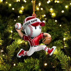 Maxcorners Baseball Player Christmas Ornament, Personalized Ornament 2D Flat LM2211