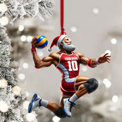 Maxcorners Volleyball Santa Home Decor Christmas Ornament, Personalized Ornament 2D Flat LM2211