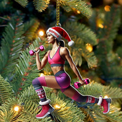 Maxcorners Custom Name Gym Work Out Woman Ornament, Gymnastics Christmas Gift 2D Flat LM2111
