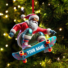 Maxcorners Skateboarding Santa Christmas Ornament, Personalized Ornament 2D Flat LM2211