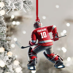 Maxcorners Hockey Player Christmas Ornament, Personalized Ornament 2D Flat LM2211