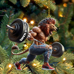 Maxcorners Custom Name Gym Work Out Santa Ornament, Gymnastics Christmas Gift1 2D Flat LM2111