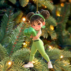 Maxcorners Custom Name Woman Boxing Ornament, Boxing Christmas Gift 2D Flat LM2111