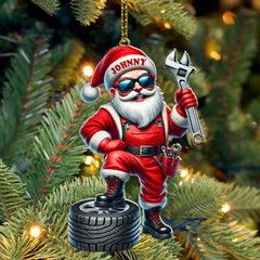 Maxcorners Custom Name Mechanic Santa Ornament, Mechanic Christmas Gift 2D Flat LM2111