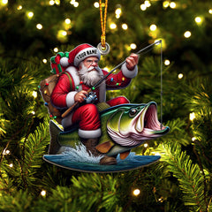 Maxcorners Fishing Santa Christmas Ornament, Personalized Ornament 2D Flat LM2211