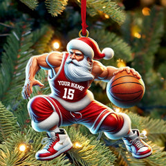 Maxcorners Custom Name Basketball Santa Ornament, Basketball Lover Christmas Gift 2D Flat LM2211