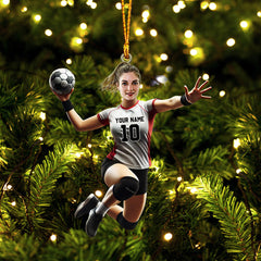Maxcorners Handball Woman Decor Christmas Ornament, Personalized Ornament 2D Flat LM2211