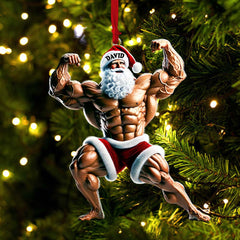 Maxcorners Santa Bodybuilder Christmas Ornament, Personalized Ornament 2D Flat LM2211