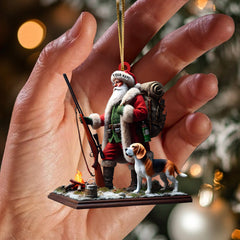 Maxcorners Santa And Dog Christmas Ornament, Personalized Ornament 2D Flat LM2211