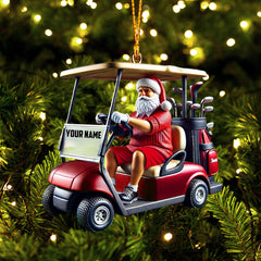 Maxcorners Golf Cart Santa Christmas Ornament, Personalized Ornament 2D Flat LM2211