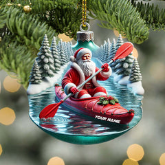 Maxcorners Custom Name Santa Kayaking Ornament, Christmas Gift Decoration 2D Flat LM2111