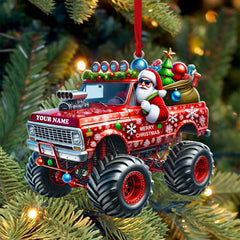Maxcorners Custom Name Santa Truck Ornament, Santa Christmas Gift Decoration3 2D Flat LM2111