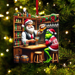 Maxcorners Santa And ELF Bar Christmas Ornament, Personalized Ornament 2D Flat LM2211