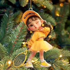 Maxcorners Custom Name Woman Tennis Ornament, Tennis Christmas Gift 2D Flat LM2111