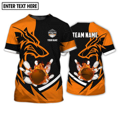 MaxCorners Bowling And Pins Fire Wolf Customized Name 3D Polo Shirt For Men