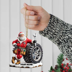Maxcorners Custom Name Santa Mechanic Ornament, Christmas Gift 2D Flat LM2111