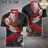 Maxcorners Darts Canadian Flag 3D Polo Shirt