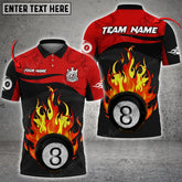 Maxcorners Billiards Flame Ball 8 Personalized Name, Team Name Unisex Shirt ( Multicolor Options )